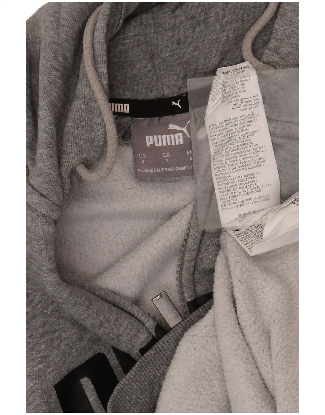 PUMA Felpa con cappuccio e zip grafica da uomo piccola in cotone grigio sportivo