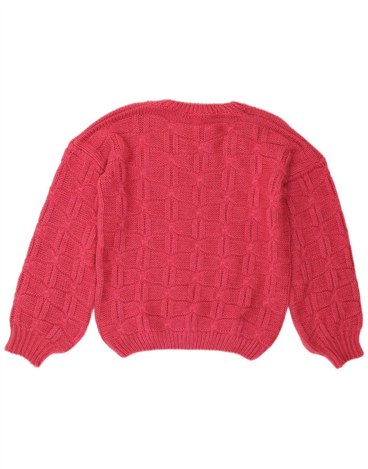 Maglione maglione girocollo da donna vintage UK 14 grande rosa