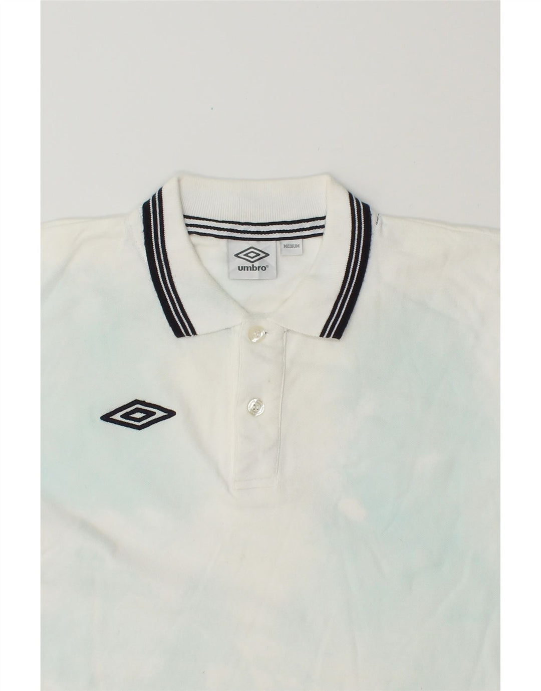 UMBRO Mens Polo Shirt Medium White Tie Dye Cotton Vintage Umbro and Second-Hand Umbro from Messina Hembry 