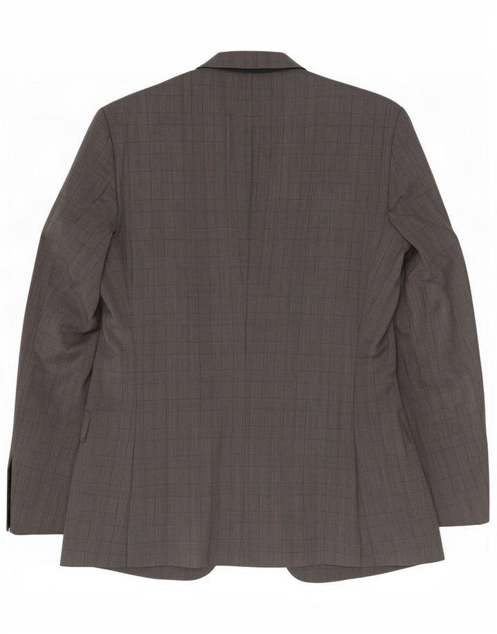 Giacca blazer da uomo a 2 bottoni Hugo Boss EU 48 Lana vergine a quadri grigio medio