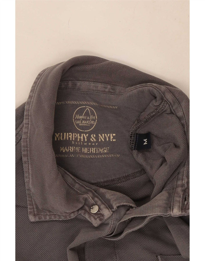 Polo da uomo a maniche lunghe vestibilità ampia Murphy & Nye Sailmakers Grigio medio