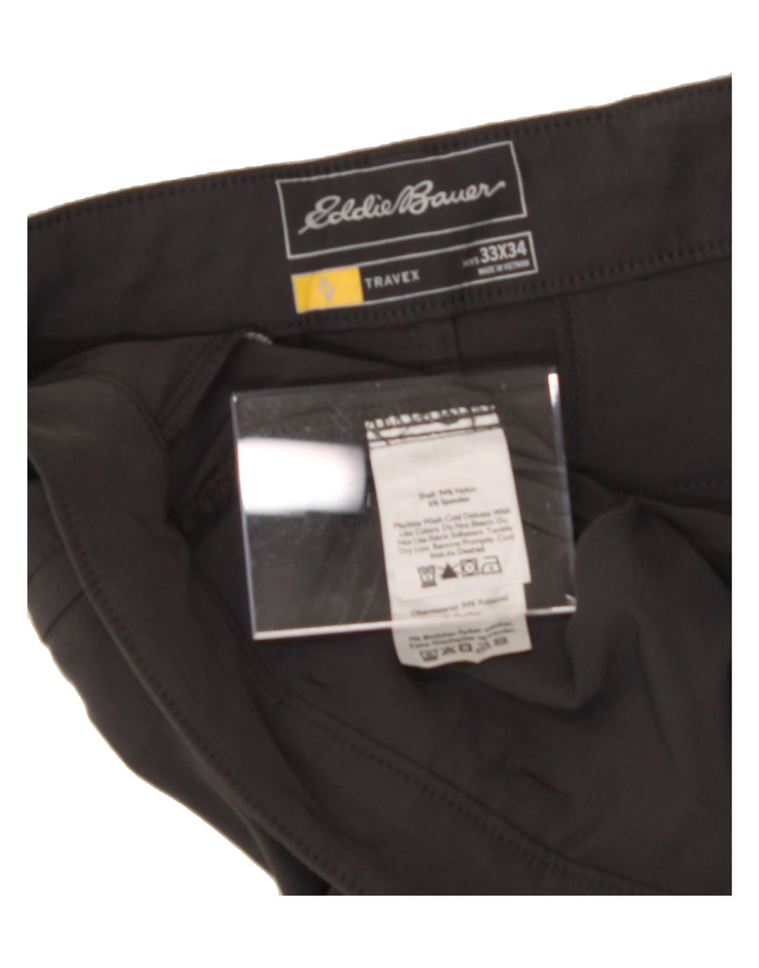 EDDIE BAUER Mens Straight Chino Trousers W33 L30 Grey Nylon Vintage Eddie Bauer and Second-Hand Eddie Bauer from Messina Hembry 