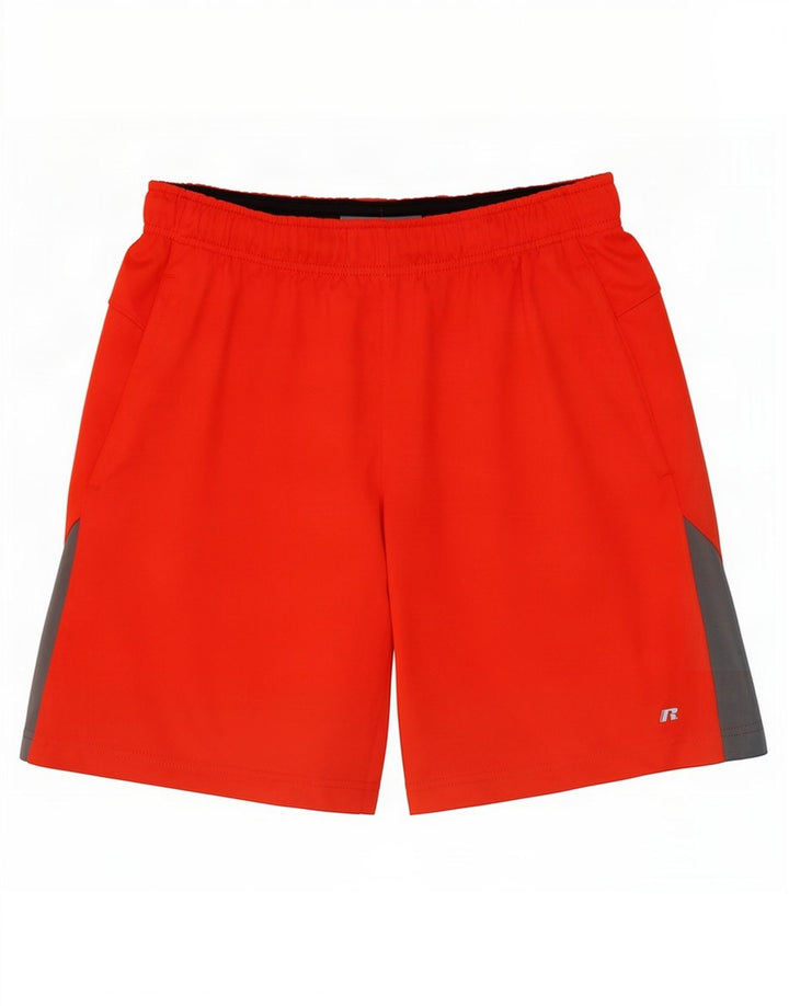 Pantaloncini sportivi da uomo Russell Athletic, poliestere color block rosso medio