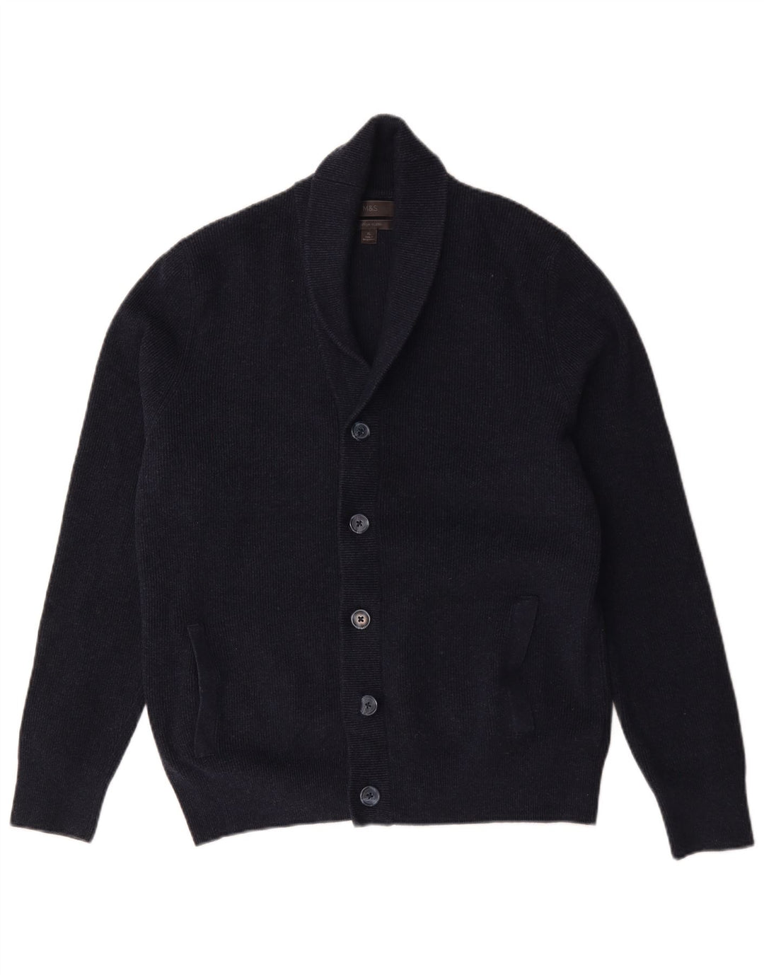 Maglione cardigan da uomo Marks & Spencer XL in cotone blu navy