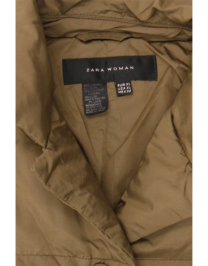 Giacca imbottita da donna Zara UK 18 XL nylon kaki