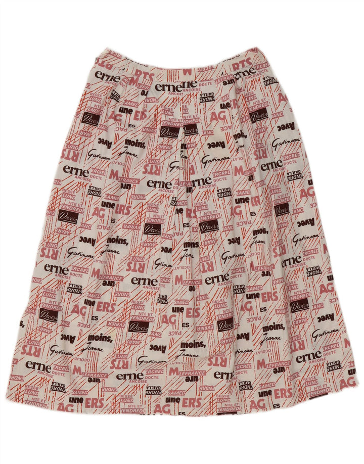 Gonna a trapezio con grafica a vita alta da donna vintage W28 media multicolore