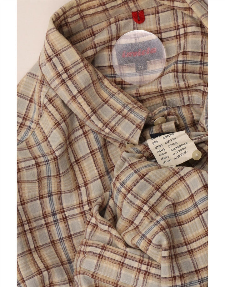 Camicia Invicta Uomo XL Beige a quadri in cotone