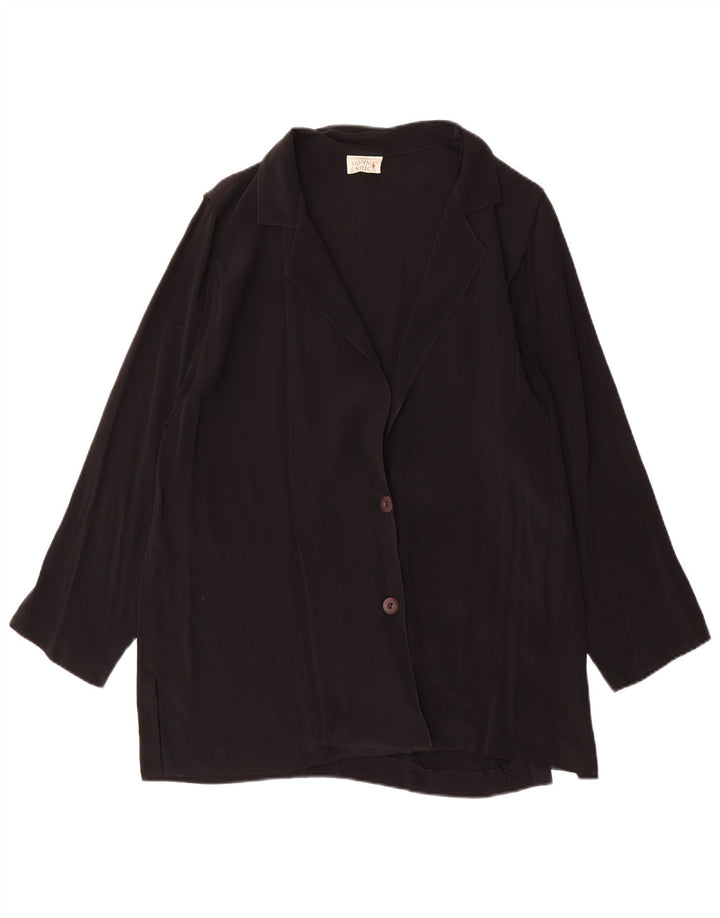 Donna Enrica Giacca blazer a 2 bottoni da donna UK 16 grande nera