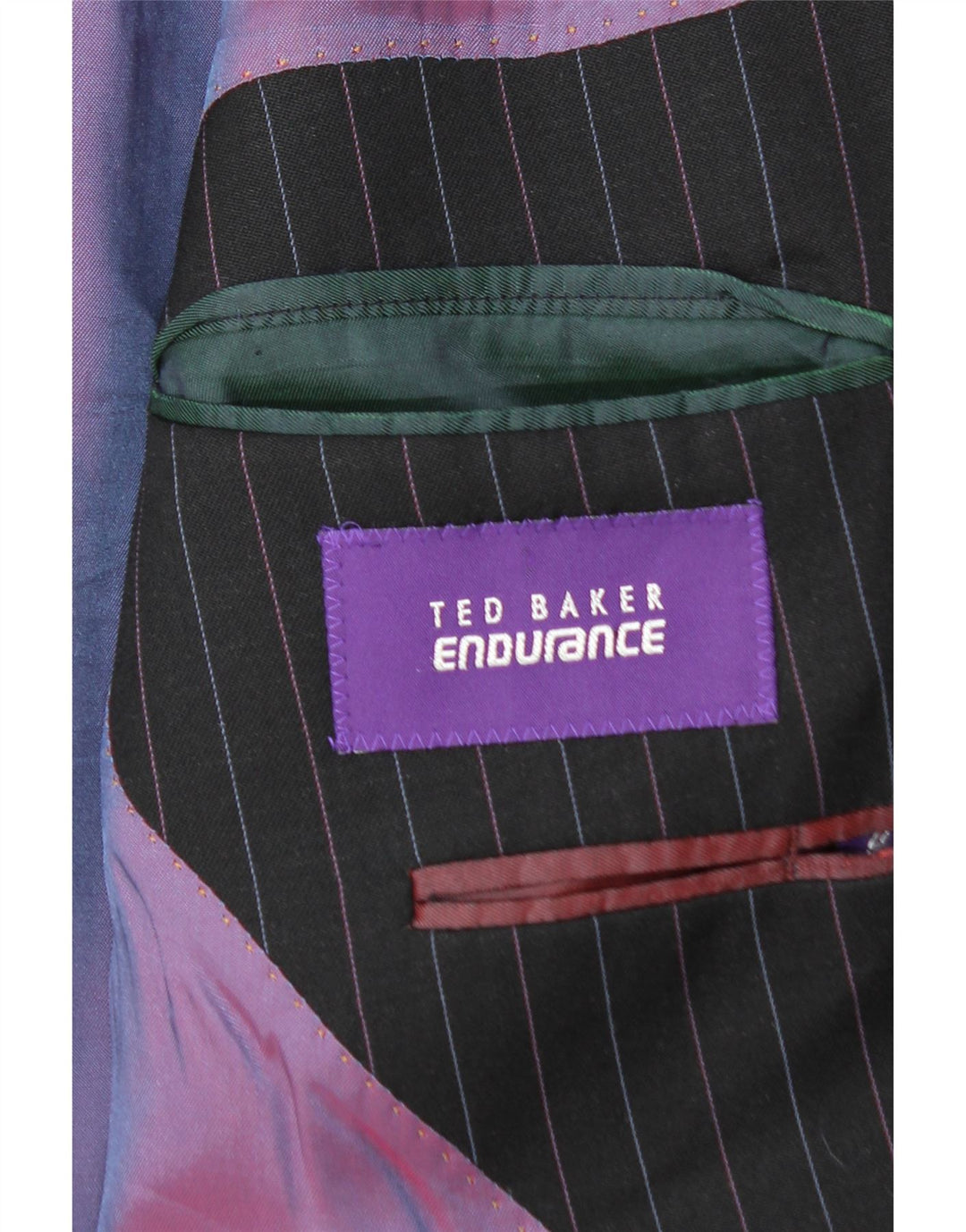 TED BAKER Giacca blazer da uomo a 2 bottoni UK 44 2XL Lana gessata nera