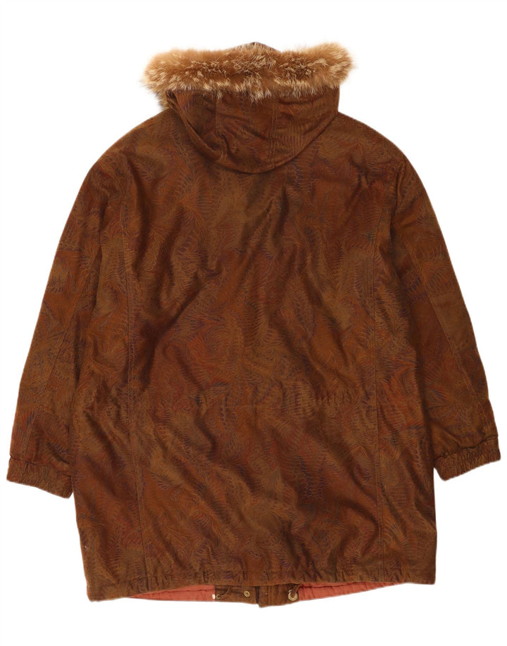 Cappotto vintage da donna oversize con cappuccio, giacca a vento EU 42 grande marrone