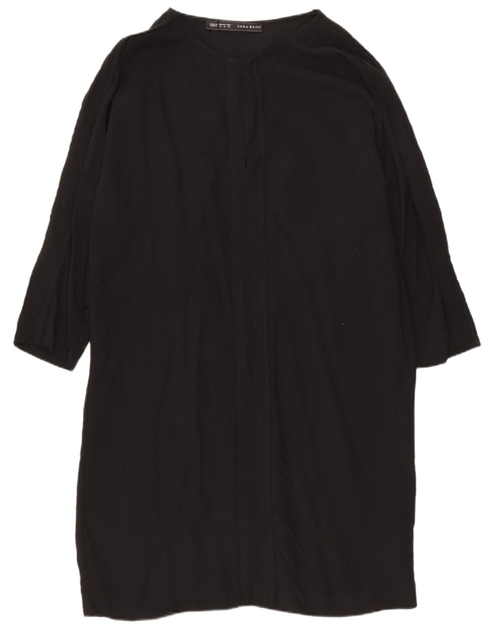 Abito a trapezio con maniche a 3/4 Zara da donna UK 14 viscosa nera media