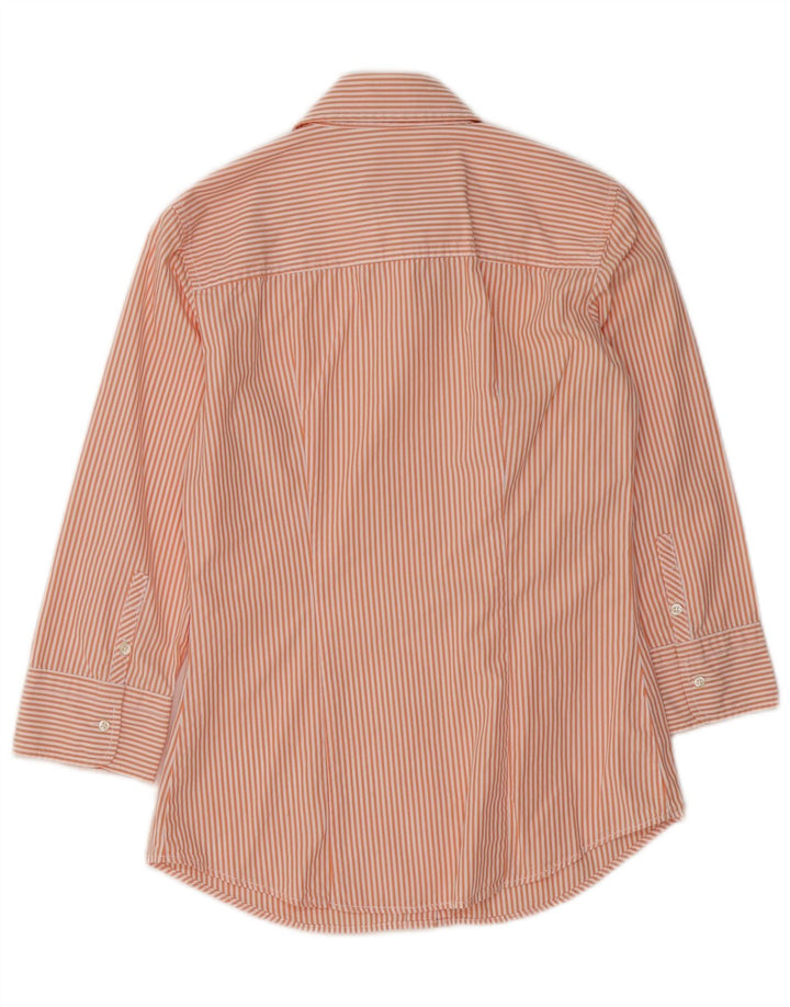 J. CREW Camicia a maniche a 3/4 da donna UK 12 Cotone gessato arancione medio