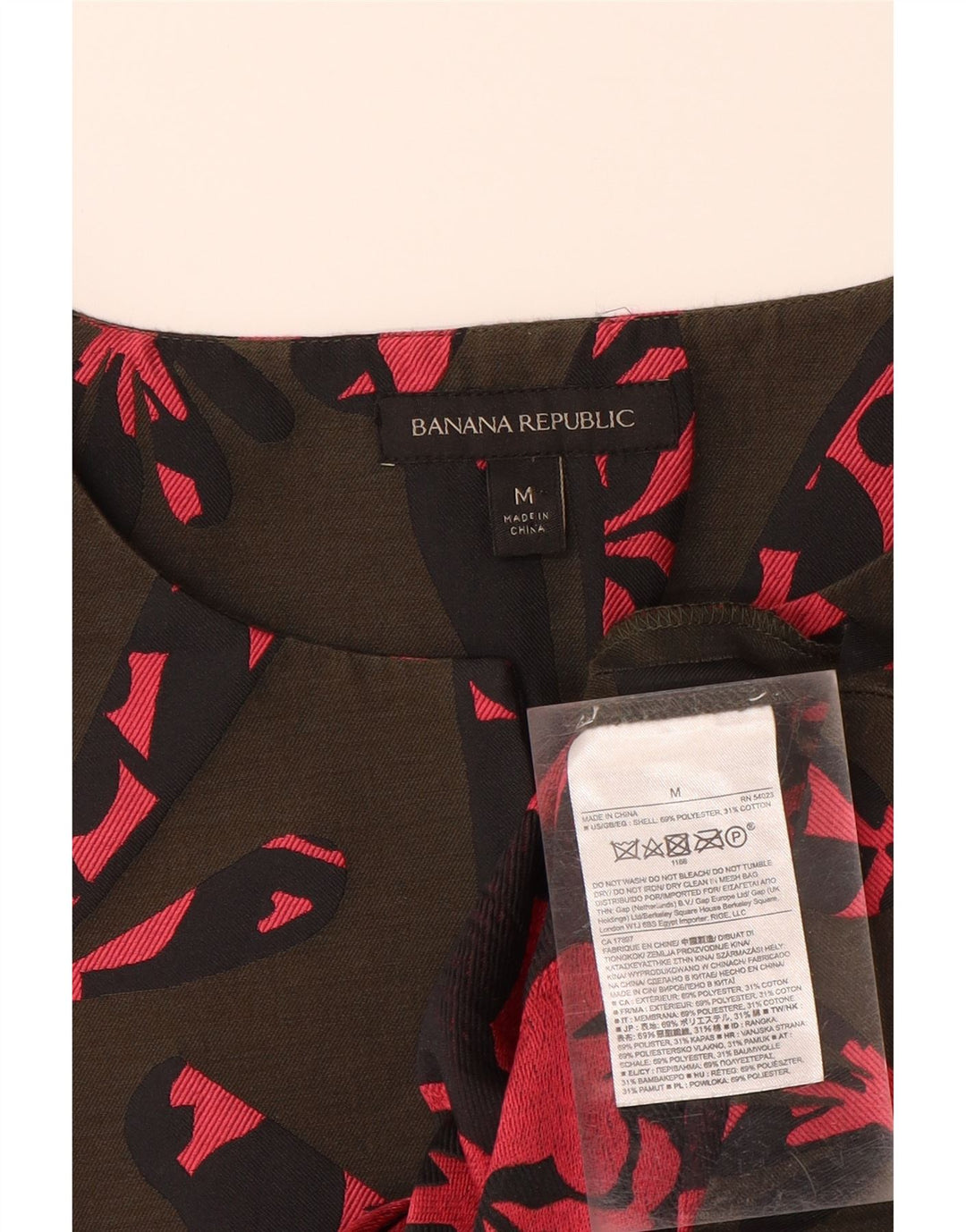 BANANA REPUBLIC Camicetta da donna con motivo astratto Top UK 14 Medio Cachi
