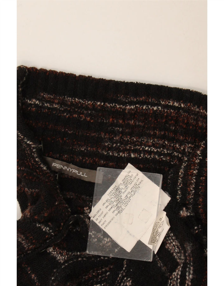 Penny Pull Maglione da donna con collo a scialle UK 8 Piccolo lana screziata marrone