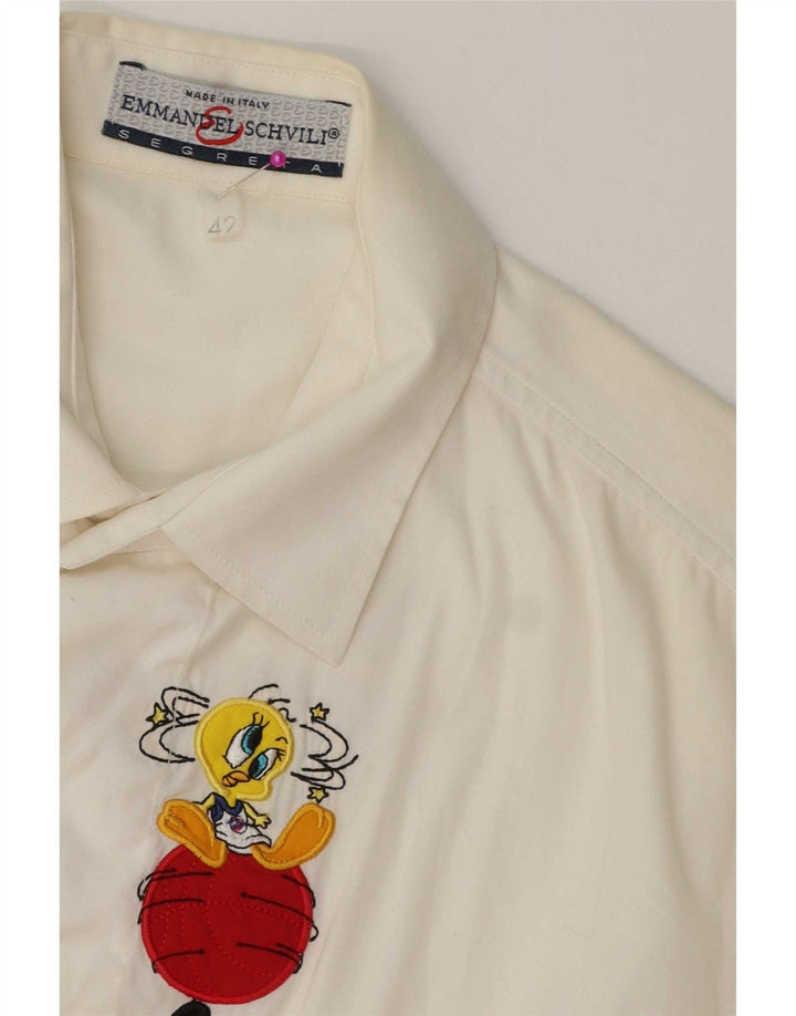 Emmanuel Schvili Camicia grafica da donna Warner Bros IT 42 Medium White Floral