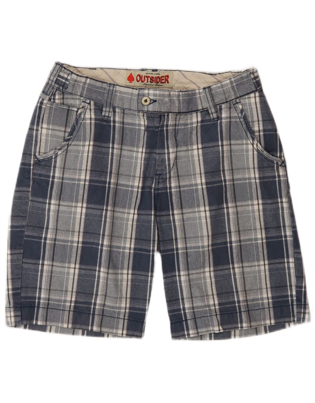 Pantaloncini chino da uomo Outsider W30 in cotone a quadri blu medio