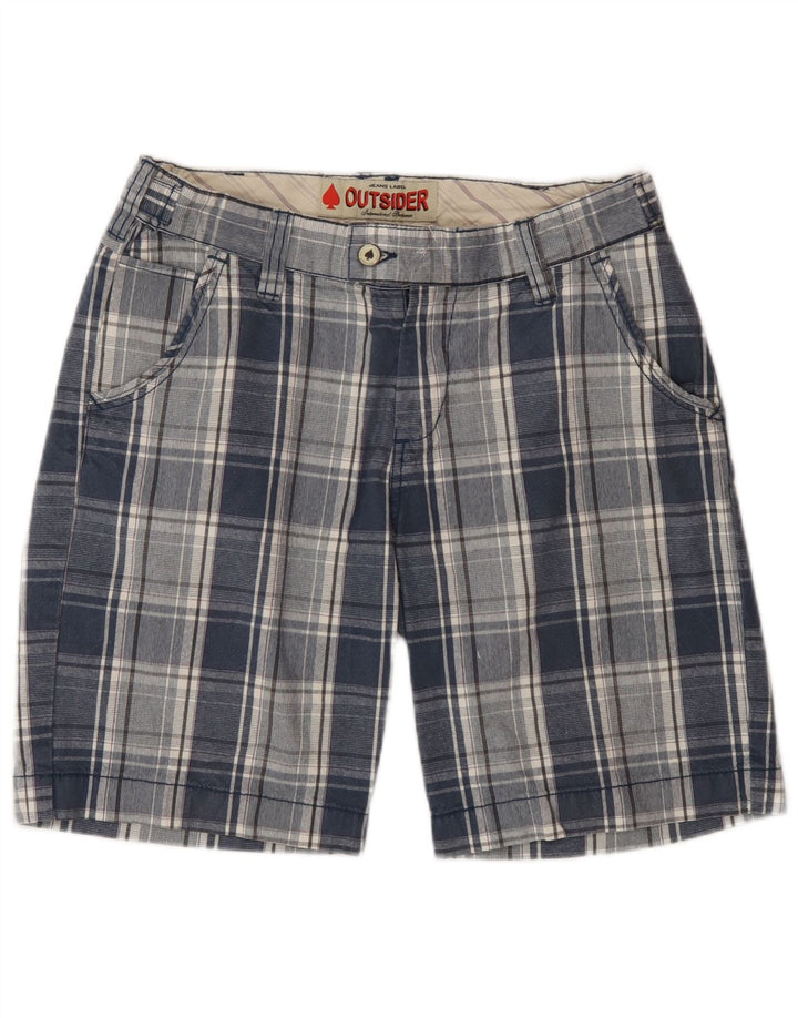 Pantaloncini chino da uomo Outsider W30 in cotone a quadri blu medio