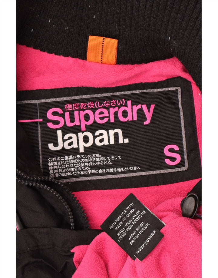 Giacca a vento con cappuccio da donna Superdry UK 10 Small nylon nero