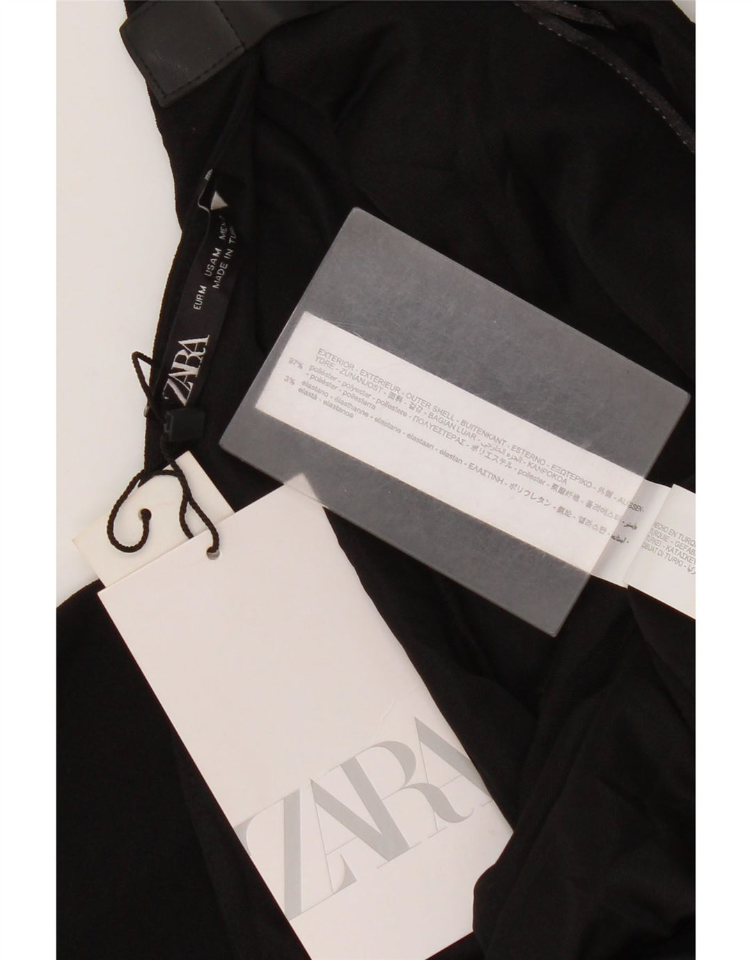 Abito tubino a maniche lunghe da donna Zara UK 12 poliestere nero medio