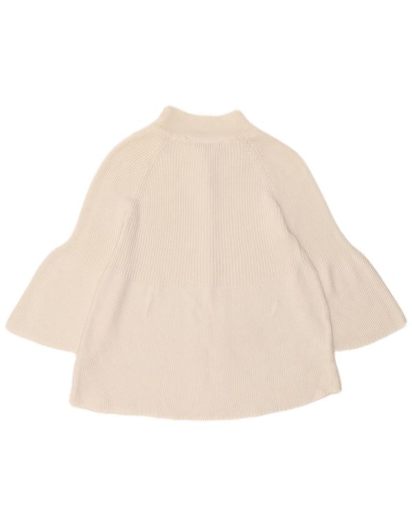Maglione cardigan con maniche a 3/4 da donna Zara UK 14 grande cotone bianco