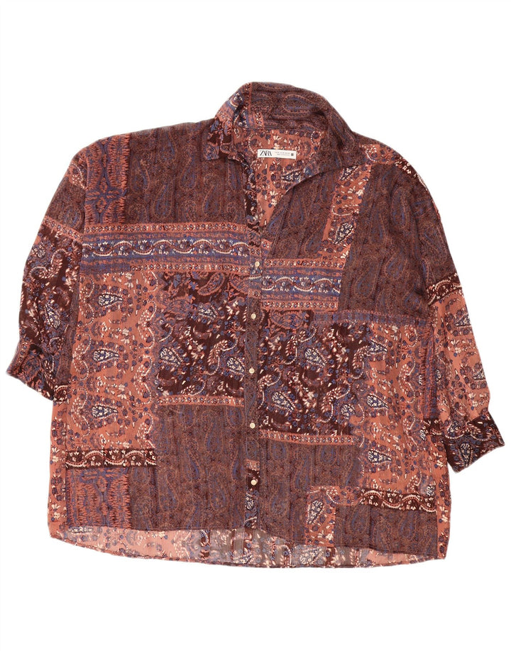 Camicetta oversize da donna Zara UK 14 Paisley medio multicolore