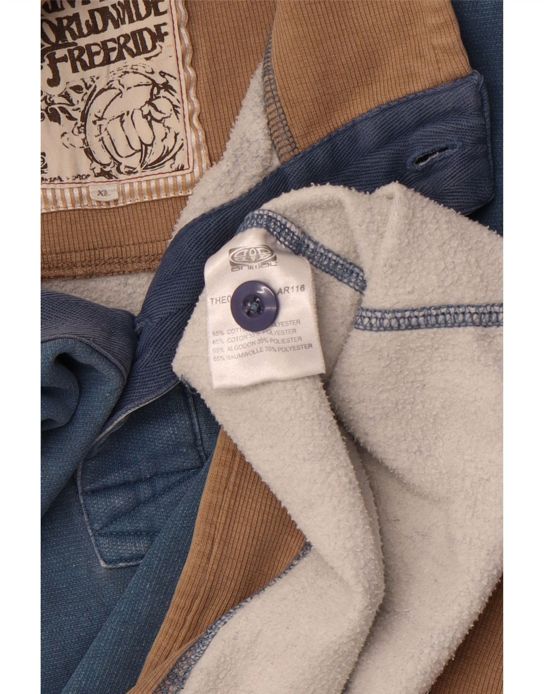 ANIMAL Felpa da uomo con collo abbottonato Maglione XL Cotone blu