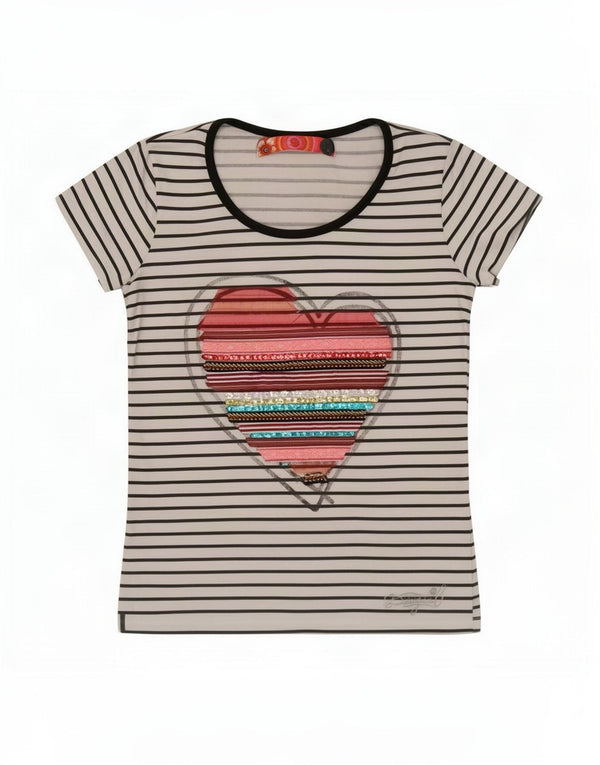 Desigual Girls Graphic T-Shirt Top 11-12 Years White Striped
