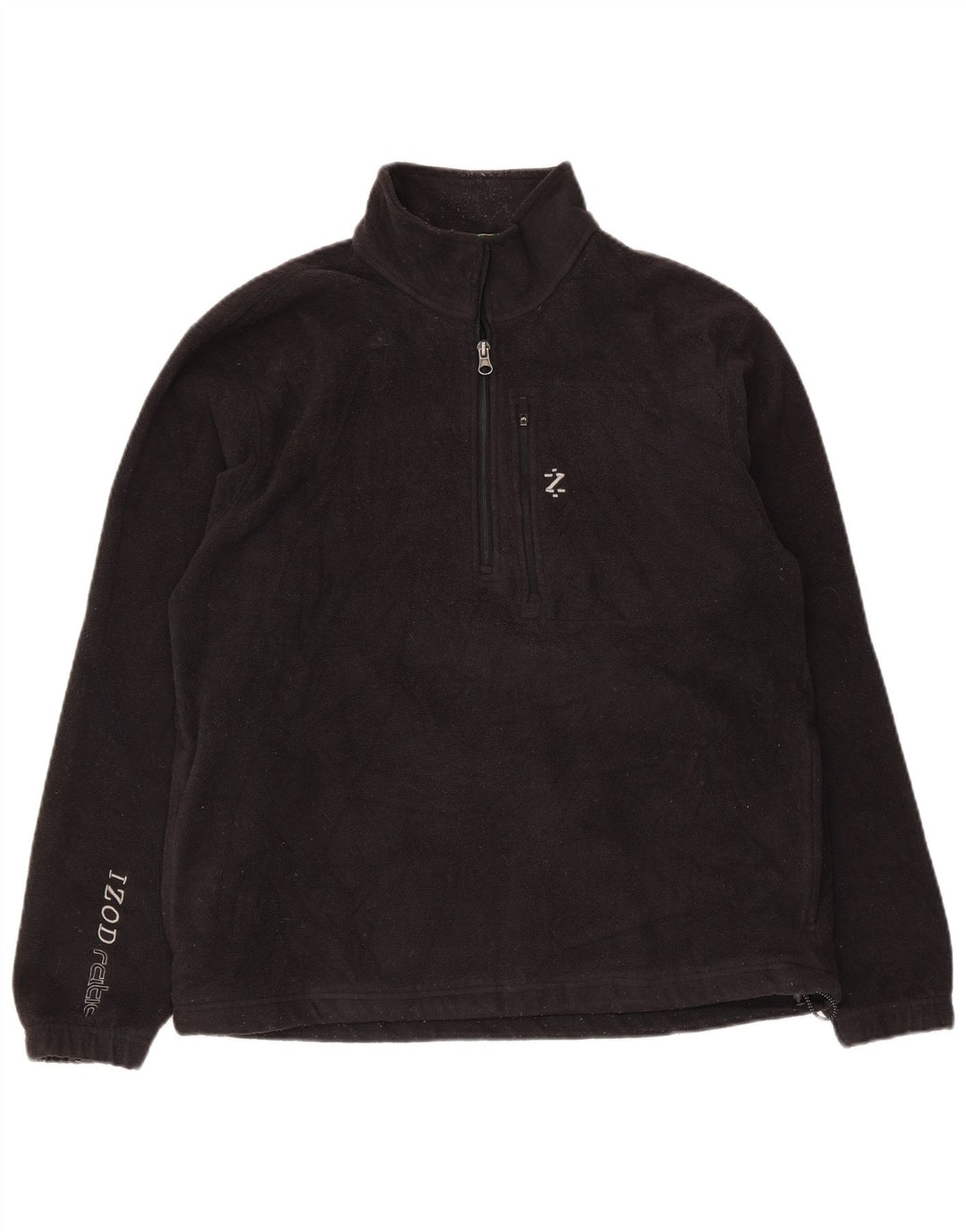 Maglione in pile con zip grafica da uomo Izod, poliestere nero medio