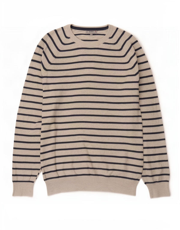 Marks & Spencer Maglione da uomo con scollo a barca a righe grandi grigie