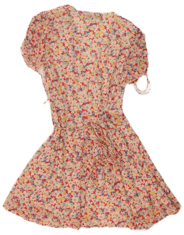 POLO RALPH LAUREN Abito avvolgente oversize da donna US 2 XS Cotone floreale rosso