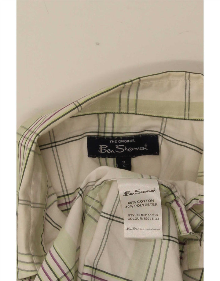 Camicia a maniche corte da uomo Ben Sherman in cotone a quadri verdi grandi