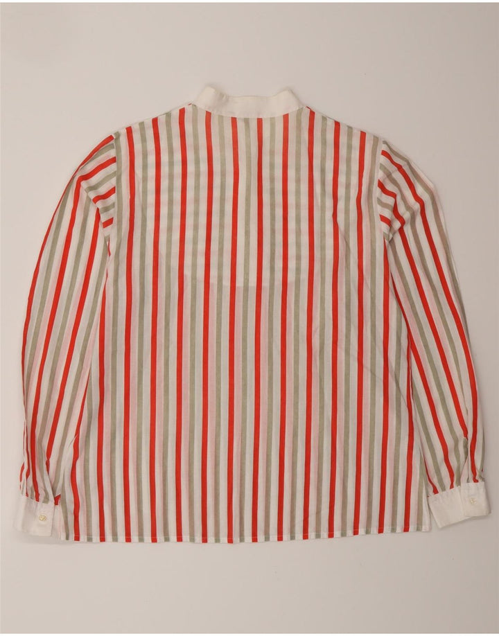 Camicia pullover da donna VINTAGE UK 16 Grande poliestere a righe multicolore