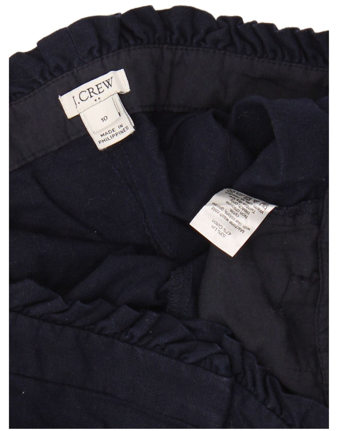 J. CREW Pantaloncini chino a vita alta da donna US 10 Large W30 Lino blu navy