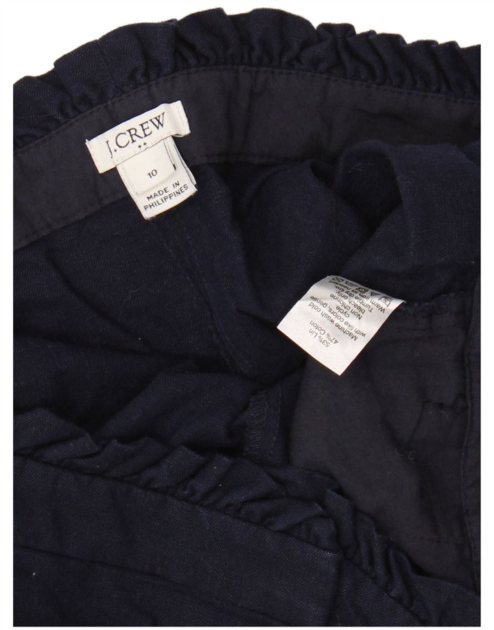 J. CREW Pantaloncini chino a vita alta da donna US 10 Large W30 Lino blu navy