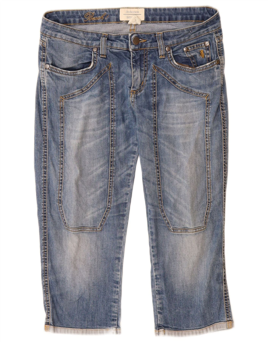 Jeckerson Jeans Capri da spiaggia da donna W28 L19 cotone blu