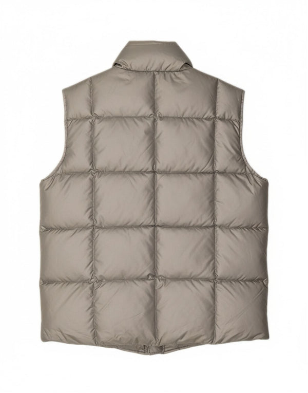 LANDS END Womens Regular Padded Gilet US 10/12 Large Silver Nylon