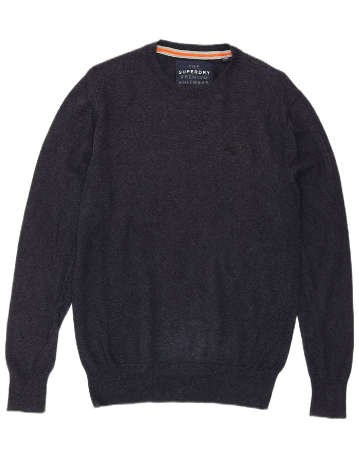 Maglione da uomo girocollo SUPERDRY in cotone blu navy medio