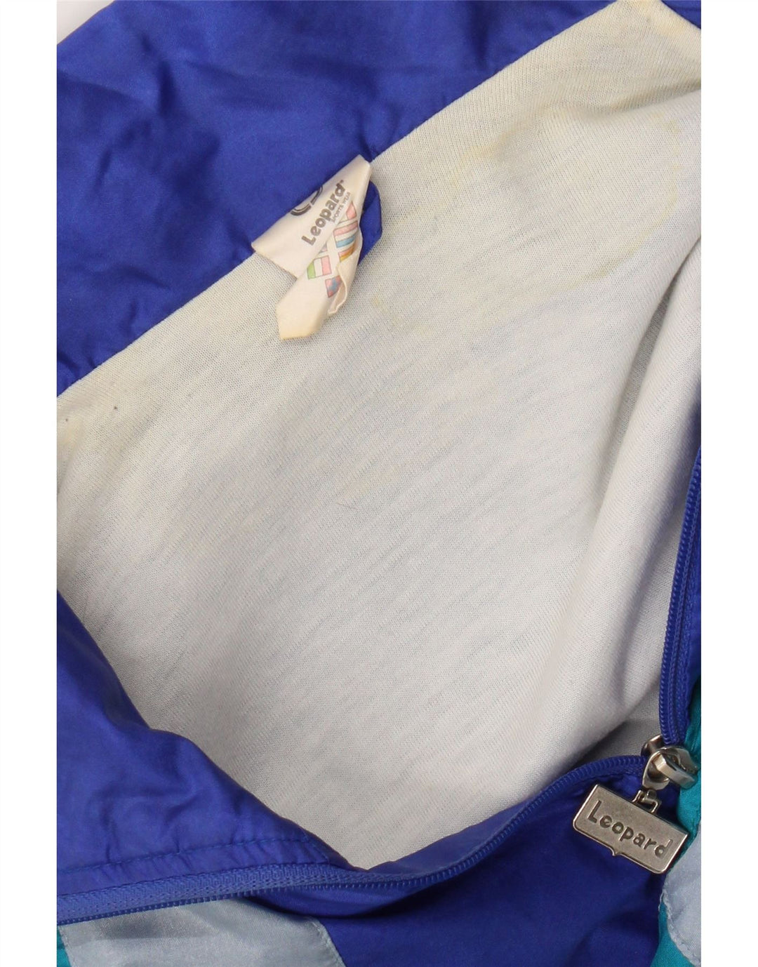 Giacca da tuta da uomo leopardata UK 42/44 Large Blu Colourblock Nylon