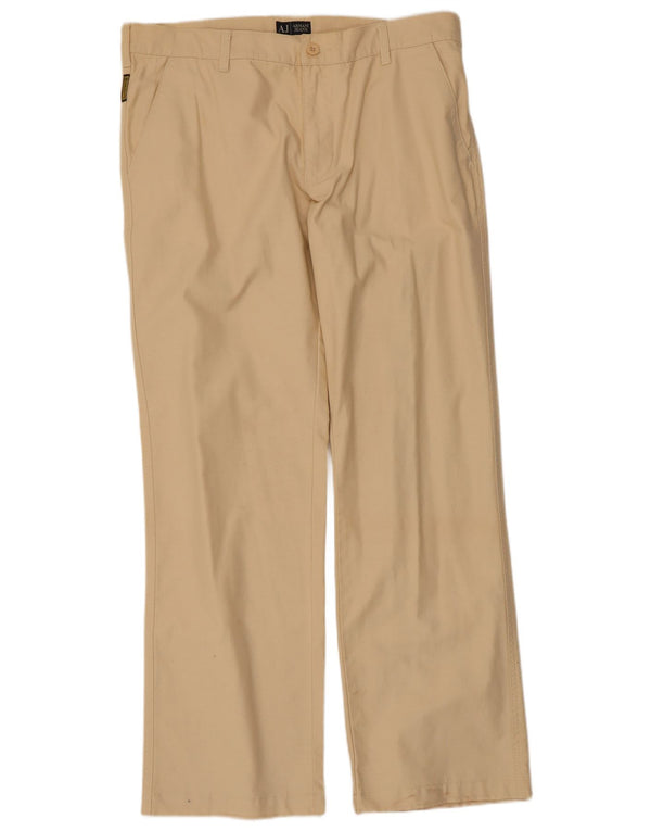 Pantaloni chino dritti da uomo Armani W36 L32 in cotone beige