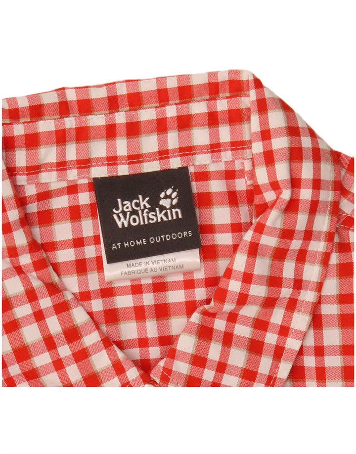 Camicia a maniche corte da donna Jack Wolfskin UK 16 Poliammide a quadri rossi grandi