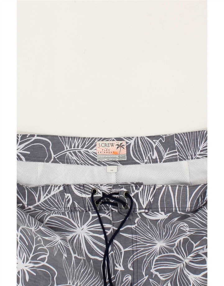 J. CREW Mens Flex Swimming Shorts W33 Medium Grey Floral Polyester Vintage J. Crew and Second-Hand J. Crew from Messina Hembry 