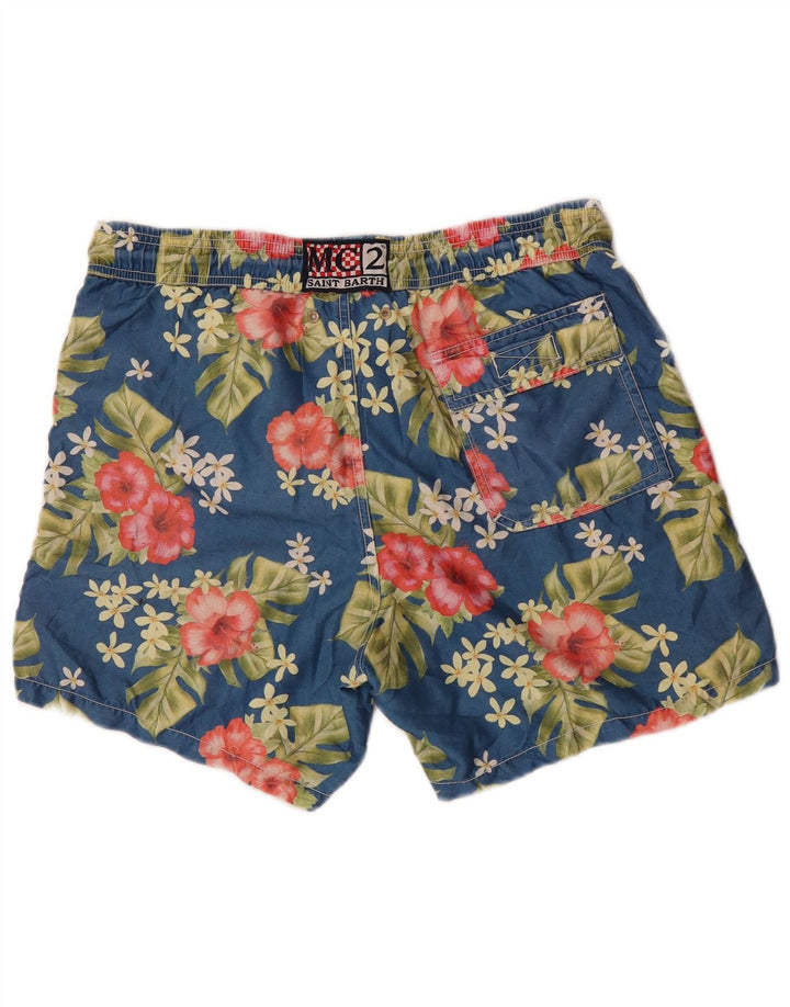 Pantaloncini da bagno da uomo Saint Barth piccoli in poliestere floreale blu