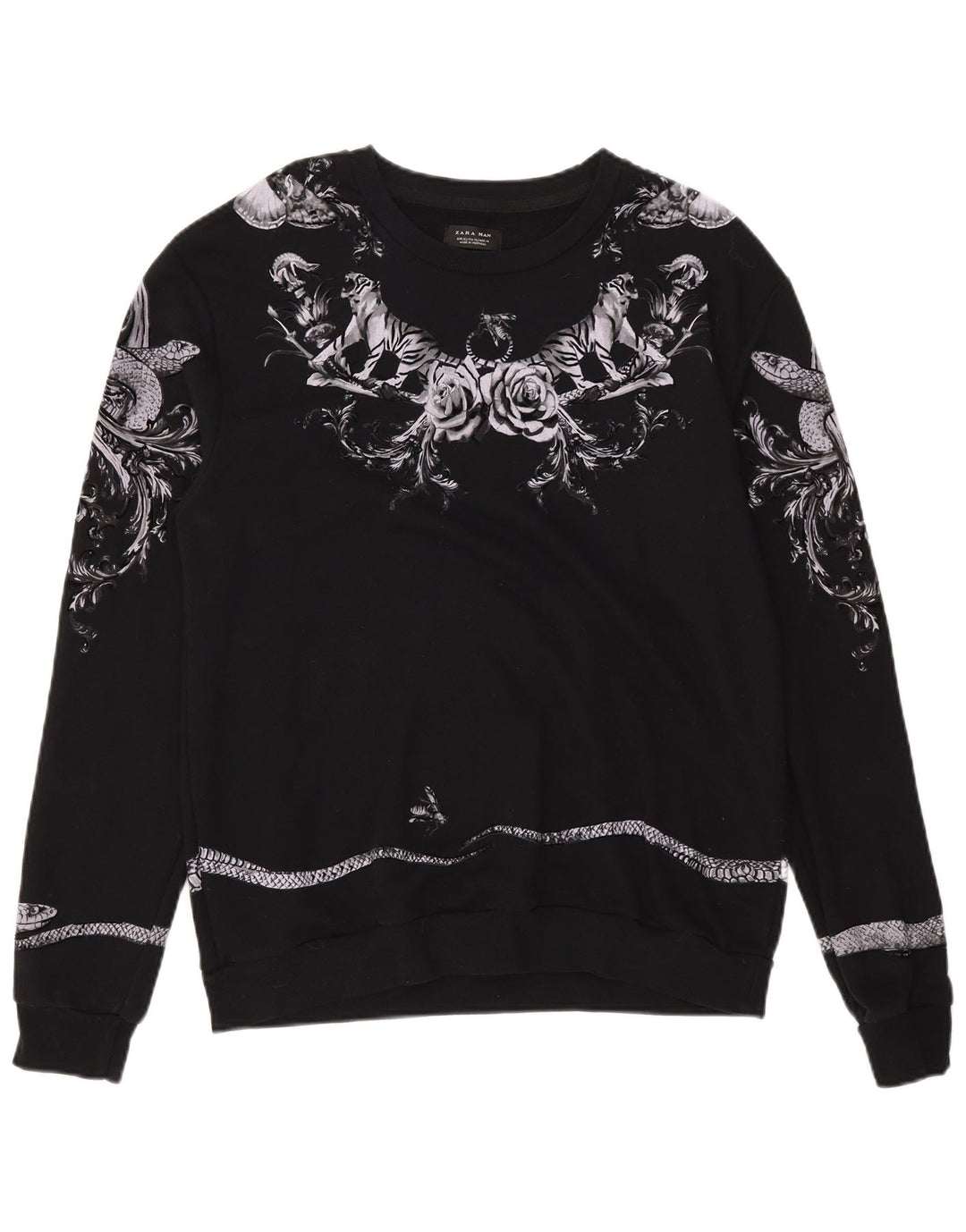 Felpa con grafica Zara da uomo, XL, cotone nero