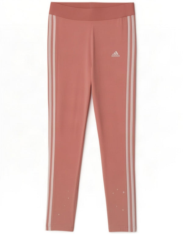 Adidas Womens Regular Fit Leggings UK 12/14 Medium Pink Cotton