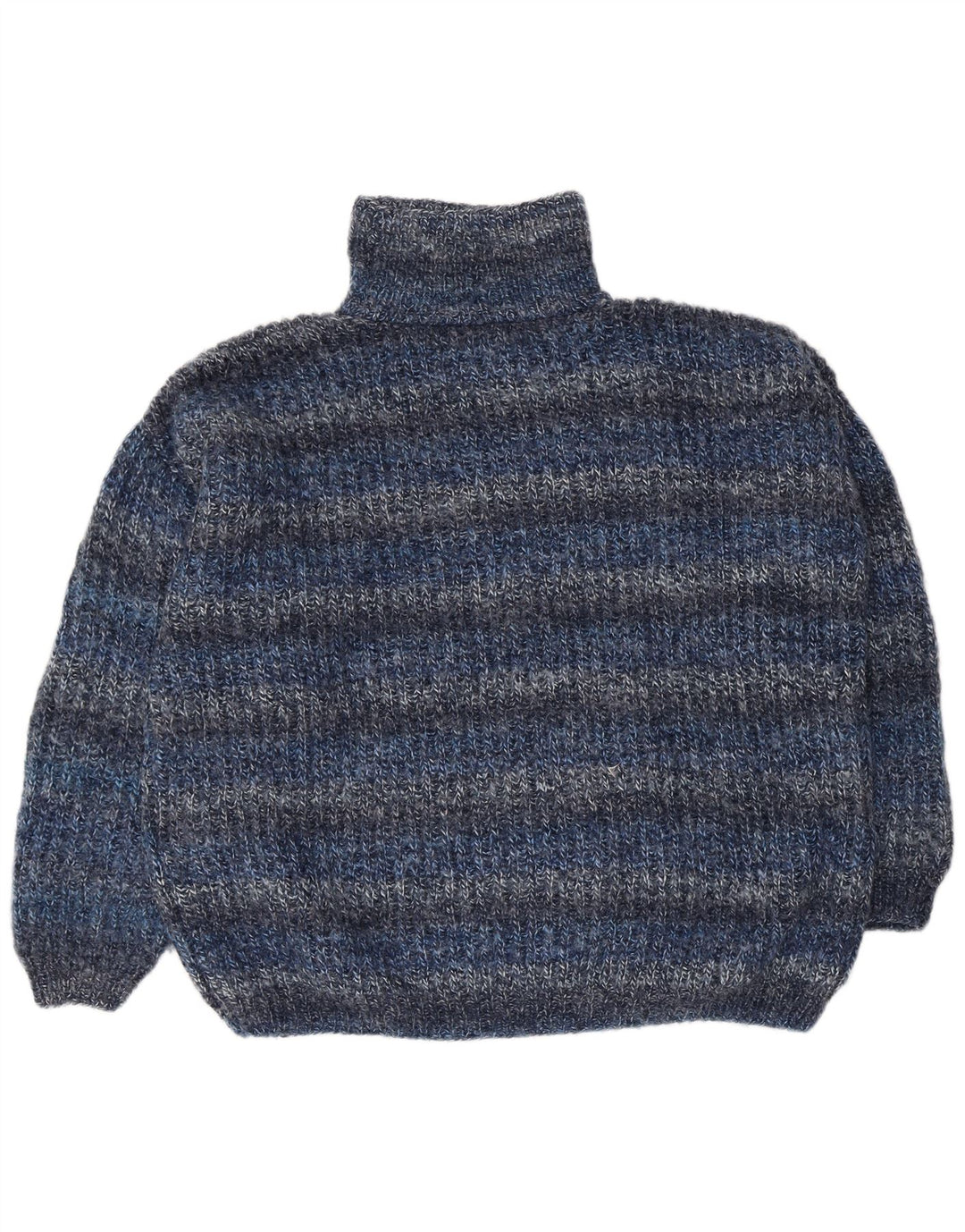 Maglione vintage da uomo ampio con collo alto e vestibilità ampia, a righe blu medio