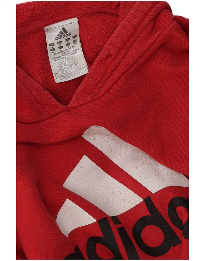 Maglione con cappuccio grafico da uomo ADIDAS rosso medio in cotone