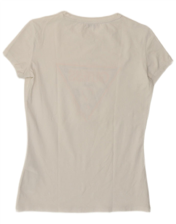 Guess T-shirt grafica da donna Top UK 12 Medium White Cotton