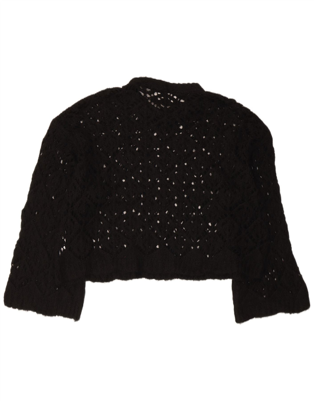 ZARA Maglione Corto da Donna Oversize con Scollo a Barca UK 16 Large Nero