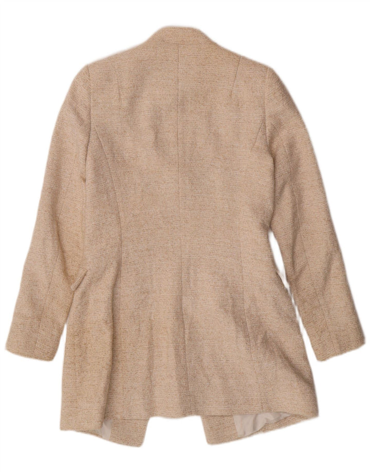 Giacca blazer aperta da donna ZARA UK 12 cotone bianco sporco medio