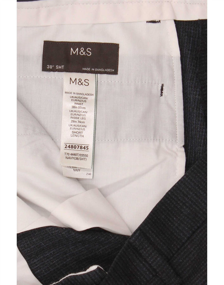 Pantaloni casual dritti da uomo Marks & Spencer W38 L29 poliestere blu navy